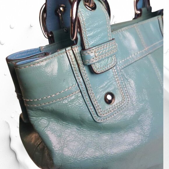 COACH Soho Satchel & Wallet in turquoise patent leather set - Picture 12 of 15